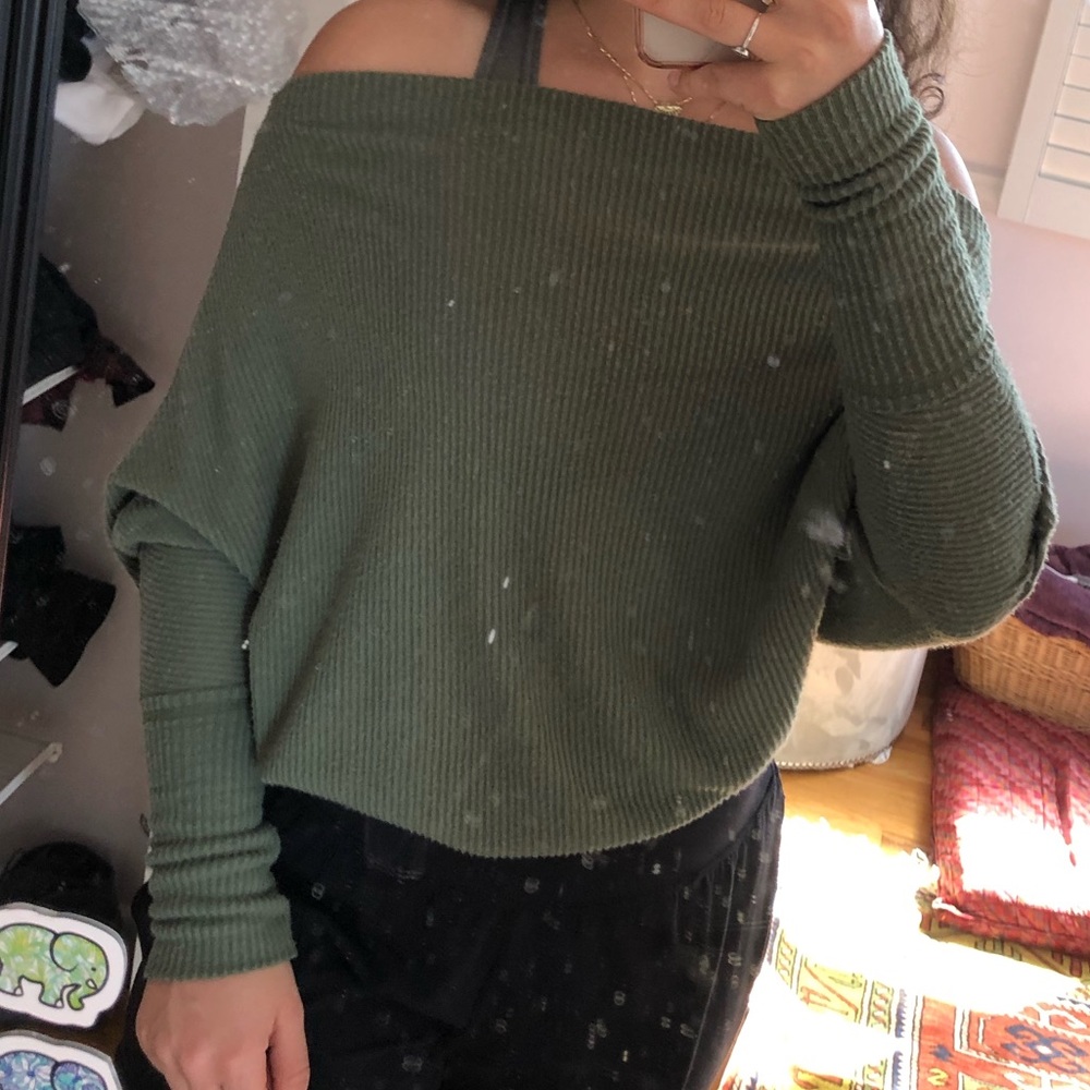 OLIVE GREEN COWL NECK SWEATER